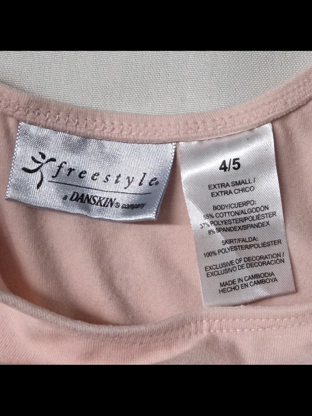 Girl's 4/5 Freestyle by Danskin Pink Rhinestone Leotard Dress